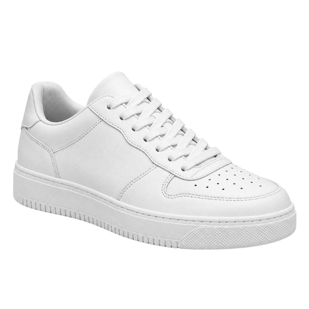 Premium Leather Low-Top Trainers – White | GRUNJOUB