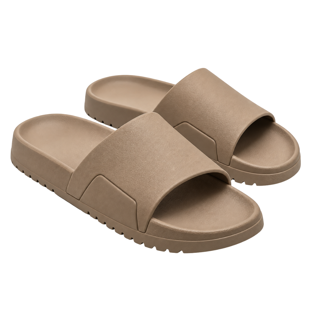 Modern Cushioned Slide Sandals – Dark Beige | GRUNJOUB