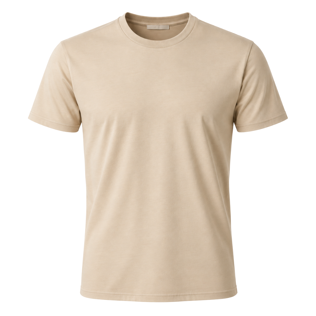 Premium Cotton Crew Neck T-Shirt – Beige | GRUNJOUB