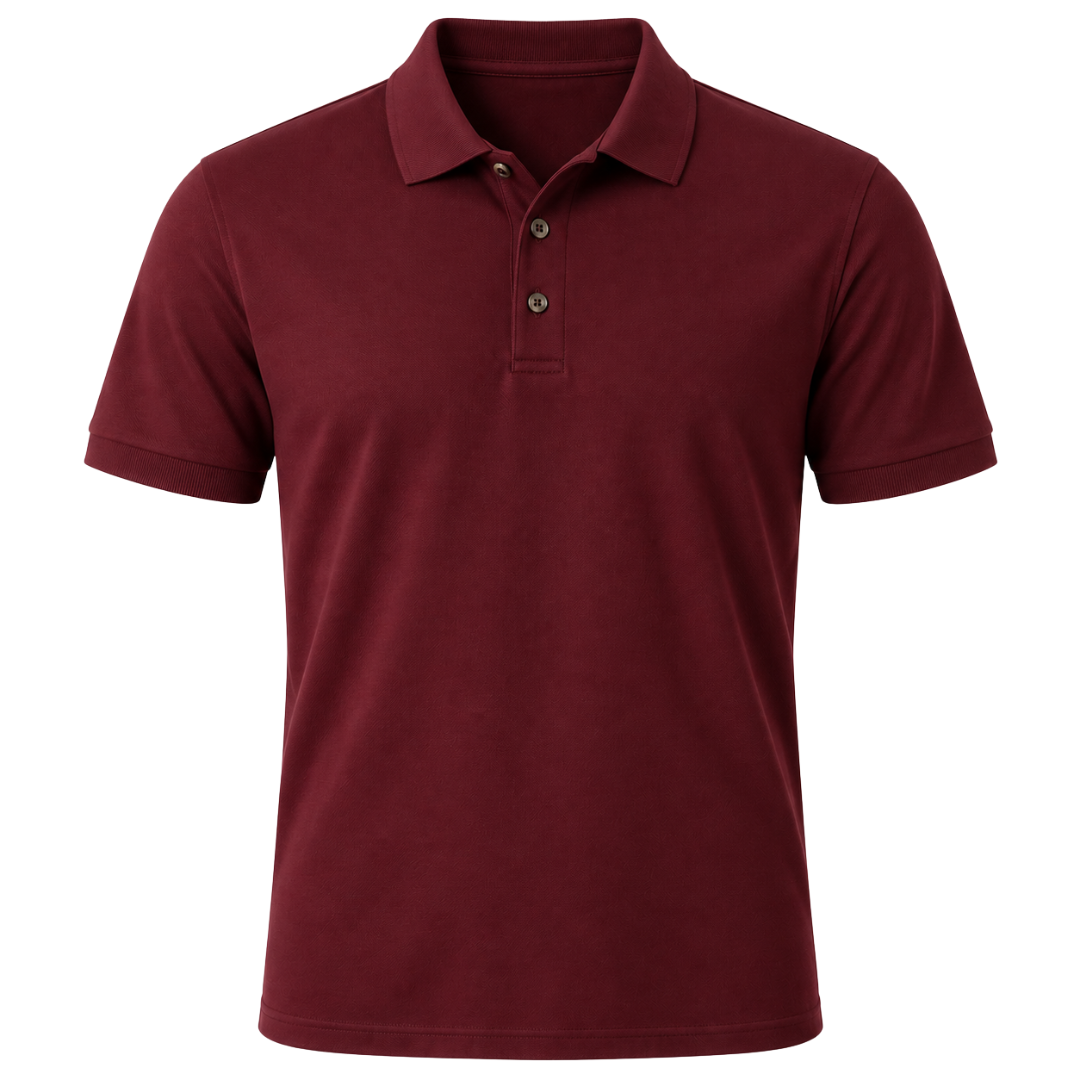 Premium Cotton Piqué Polo Shirt – Burgundy | GRUNJOUB