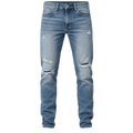 Modern Distressed Slim Fit Jeans – Mid Blue | GRUNJOUB
