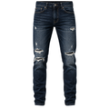 Modern Distressed Slim Fit Jeans – Dark Indigo | GRUNJOUB