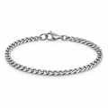 Slim Polished Stainless Steel Chain Bracelet – Silver | GRUNJOUB